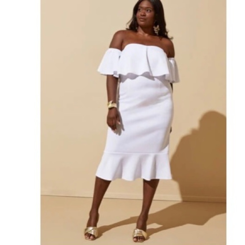 Flounced Off The Shoulder Dress
